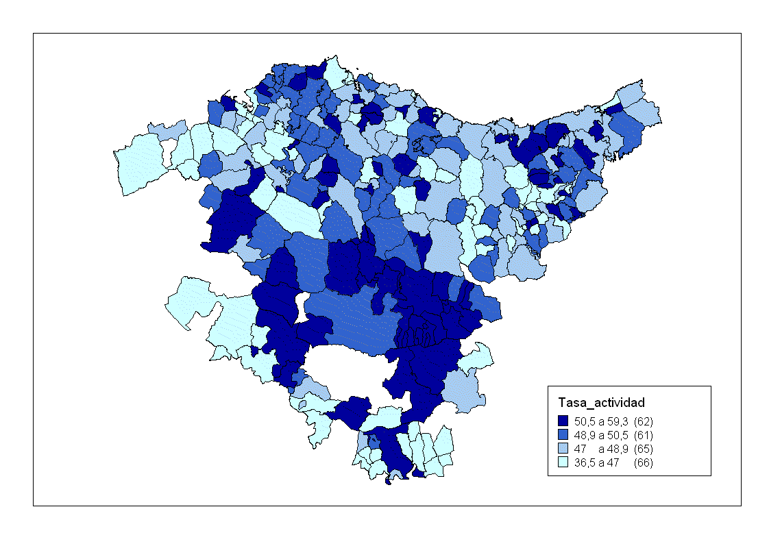 Activity rate by municipality (%)